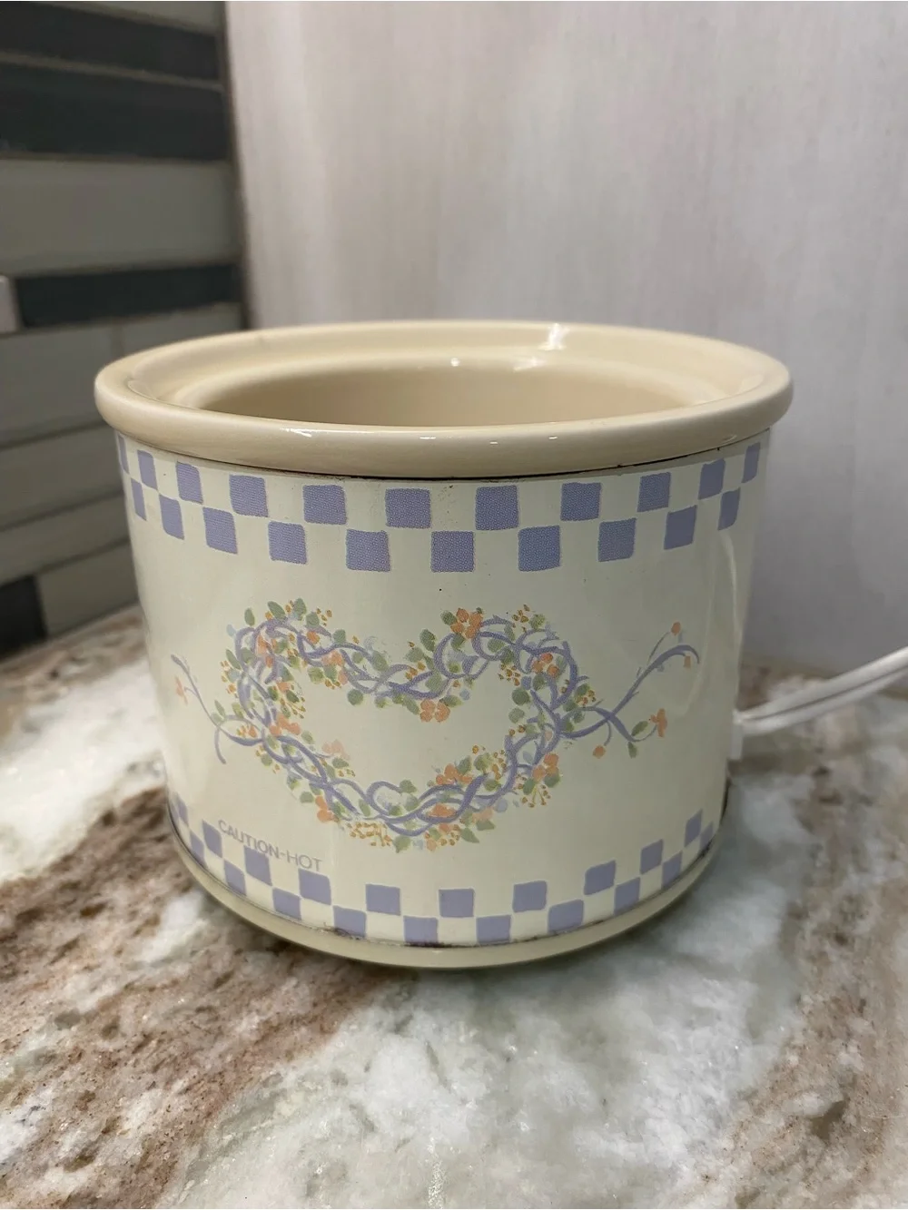 VTG 1988 Rival Potpourri Simmer Crock Pot 3206 Blue Heart